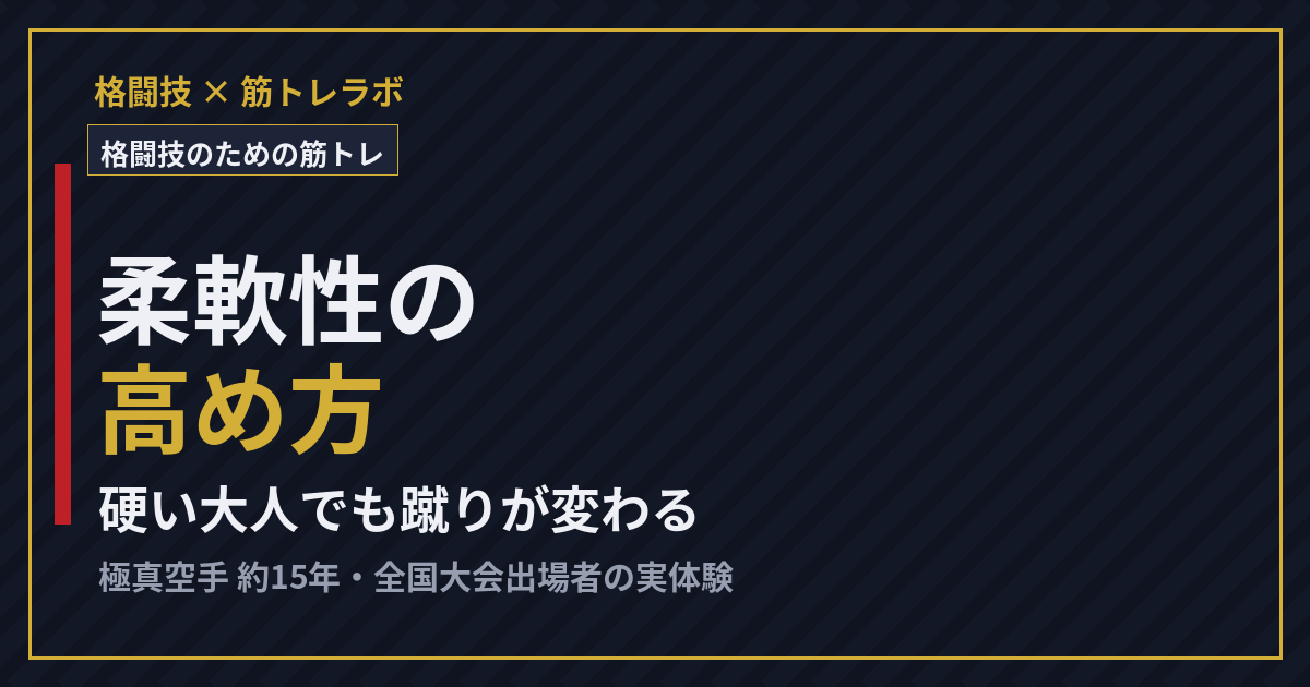 格闘技の柔軟性を高める方法——硬い大人でも蹴りが変わる毎日ストレッチを解説する記事のアイキャッチ
