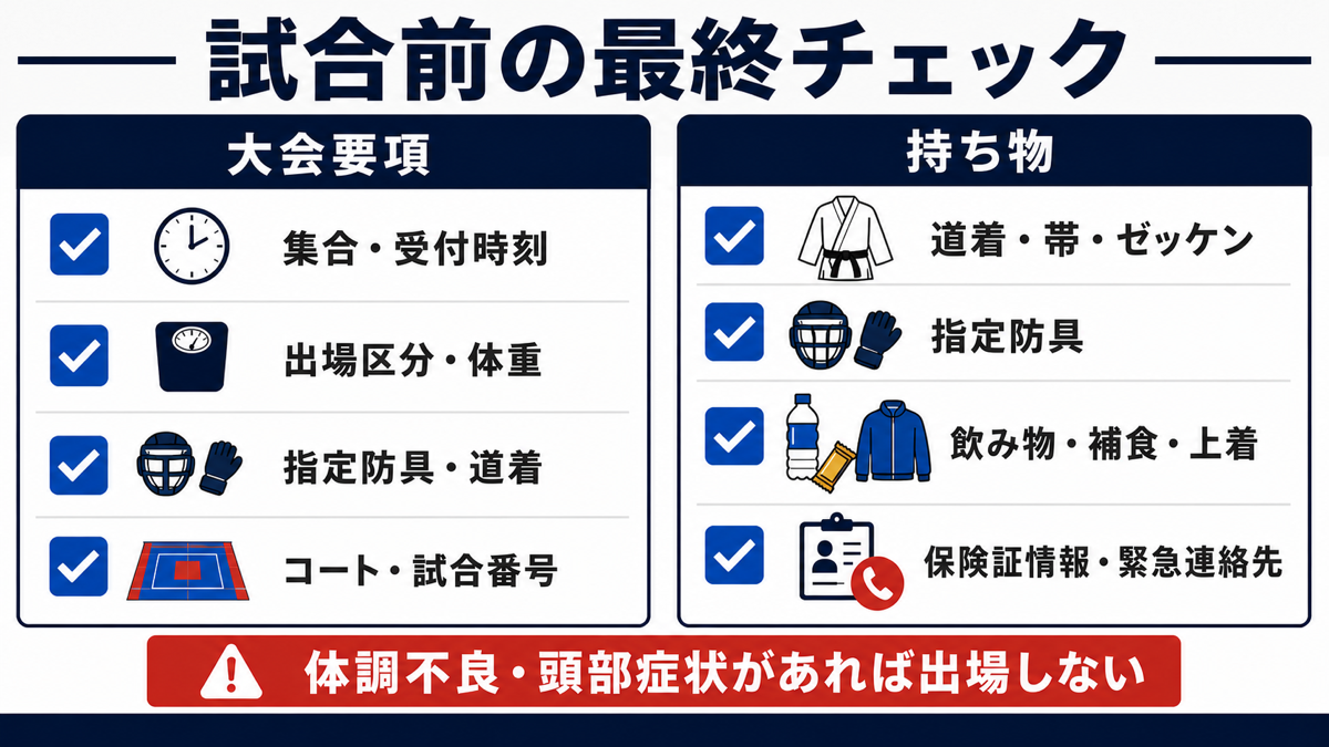 空手の試合前に確認する大会要項と持ち物のチェックリスト